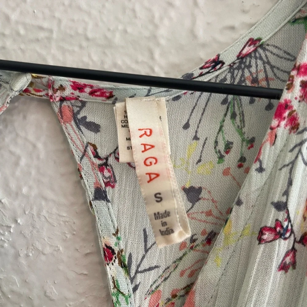 RAGA Secret Escape Floral Faux Wrap Maxi Sage Dress Size Small - Picture 5 of 7